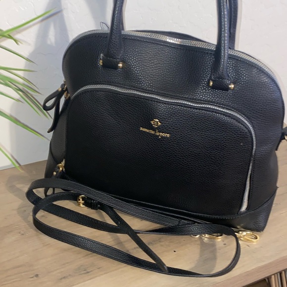 Nanette Lepore Black Pebbled Leather Dome Satchel EUC - Picture 6 of 15